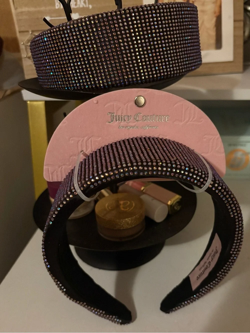 Juicy Couture Purple multi color Crystal Padded Headband
